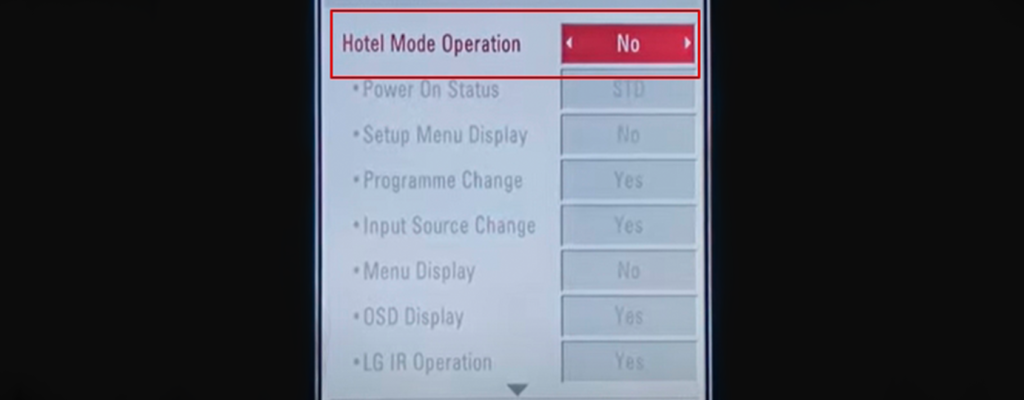 lg tv unlock hotel mode